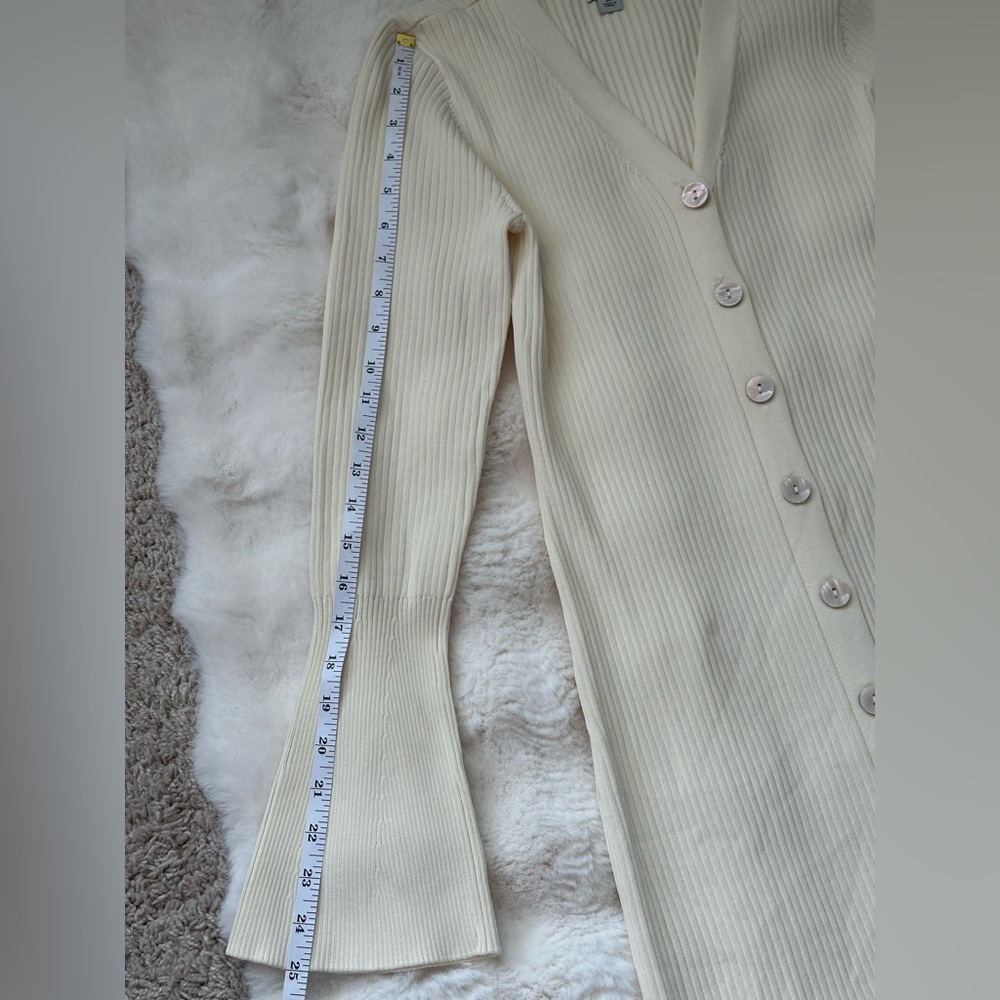 A New Day Cream Button Front Ribbed Knit Midi Dress with Flared Cuffs - XS - Picture 11 of 12
